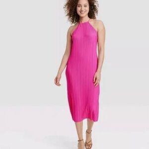 a new day Vibrant Pink Midi Dress